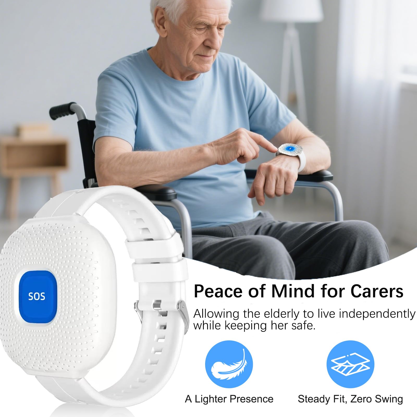 Tuya - Sistema de alarma de emergencia para personas mayores, para personas mayores, pacientes discapacitados y ancianos (solo compatible con WiFi de 2,4 GHz)