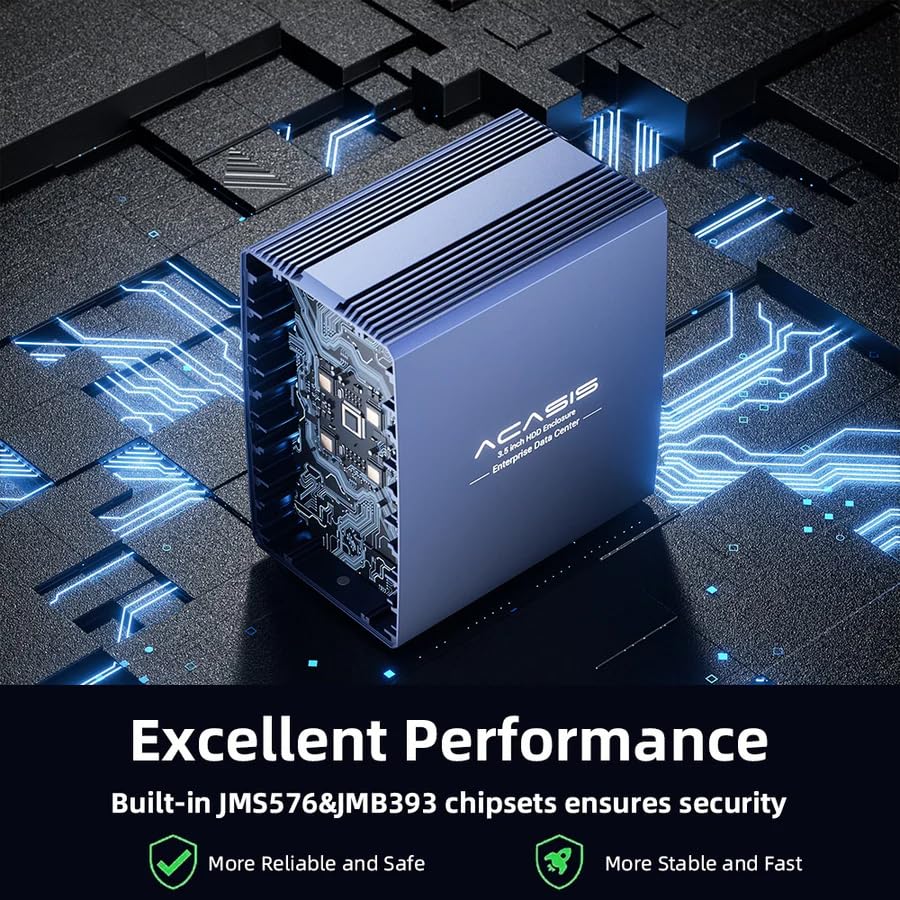 Image of ACASIS 5-Bay External Array 2.5″ /3.5″ USB to SATA HDD Case with 8-Mode RAID & 96W Power Adapter for 2.5″ /3.5″ SATA HDD /SSD, Support 5x24TB Upto 120TB