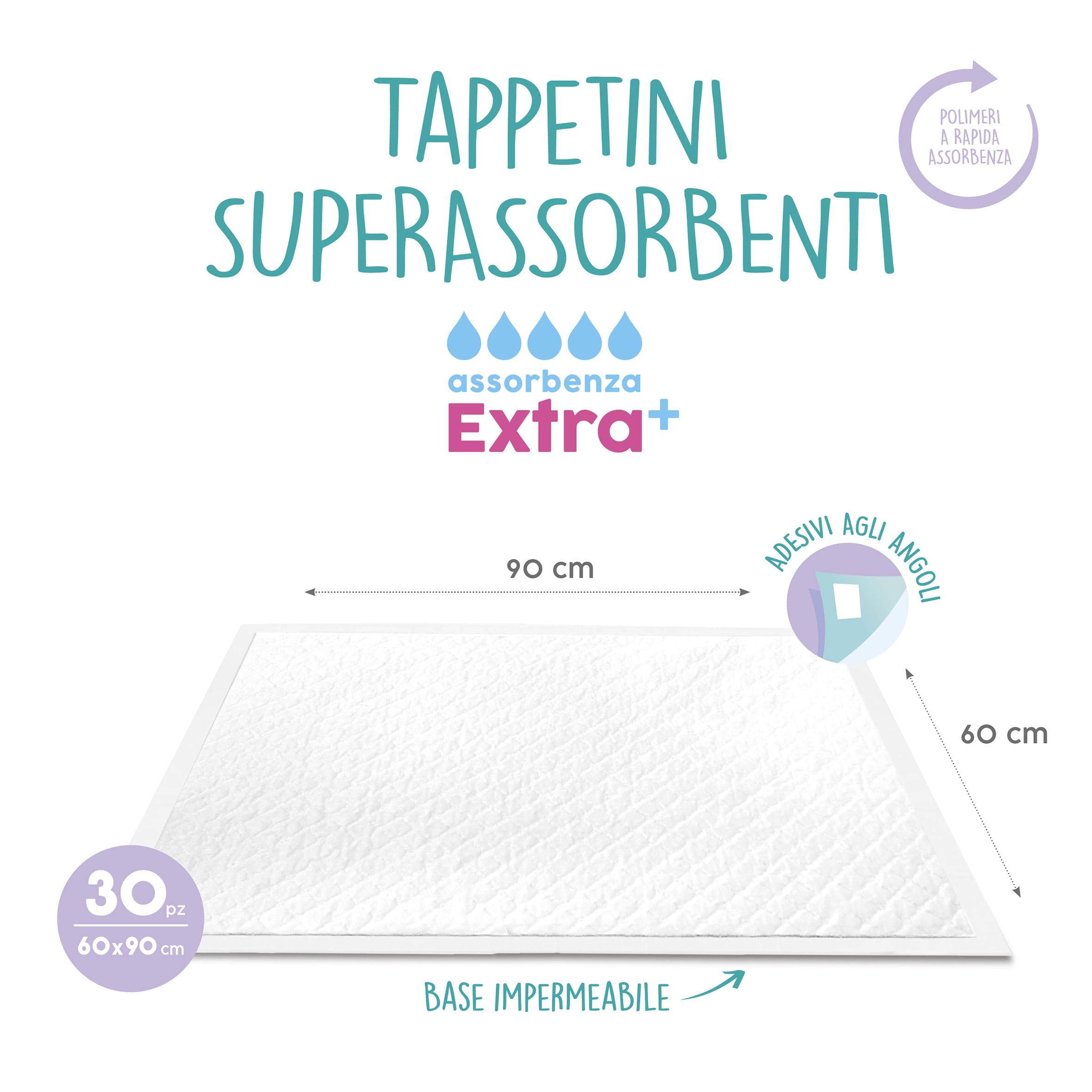 Tappetini igienici per cani 60x90cm 30 pz Monouso Antistrappo Antiodore Best Friend PìStoP Extra+