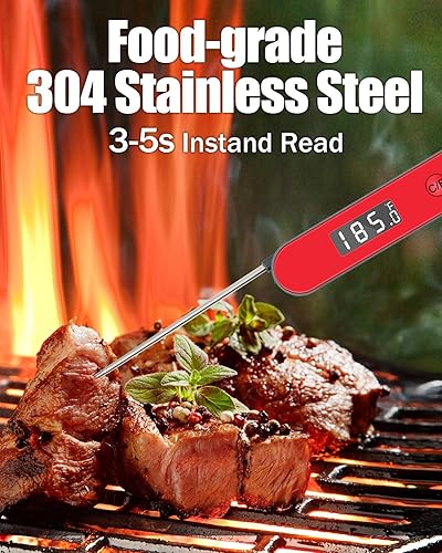 Miniatura 5 de Termómetro de carne OFOND para parrilla y cocina, termómetro de alimentos de lectura instantánea operado por batería, sonda digital plegable,