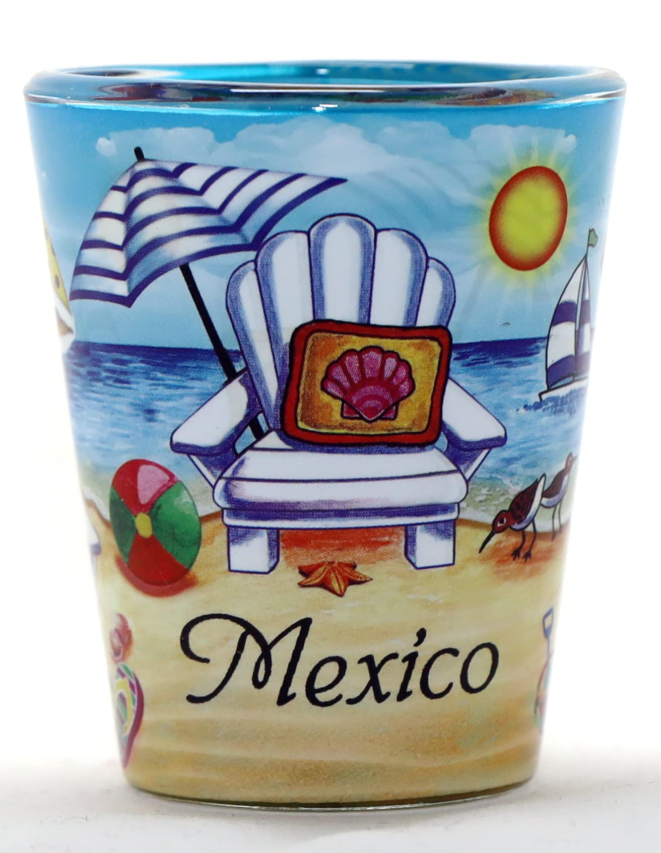 Bicchiere A Forma Di Sedia Da Spiaggia - Souvenir Riviera Maya Messico - Design Da Collezione 5,7 Cm - 2