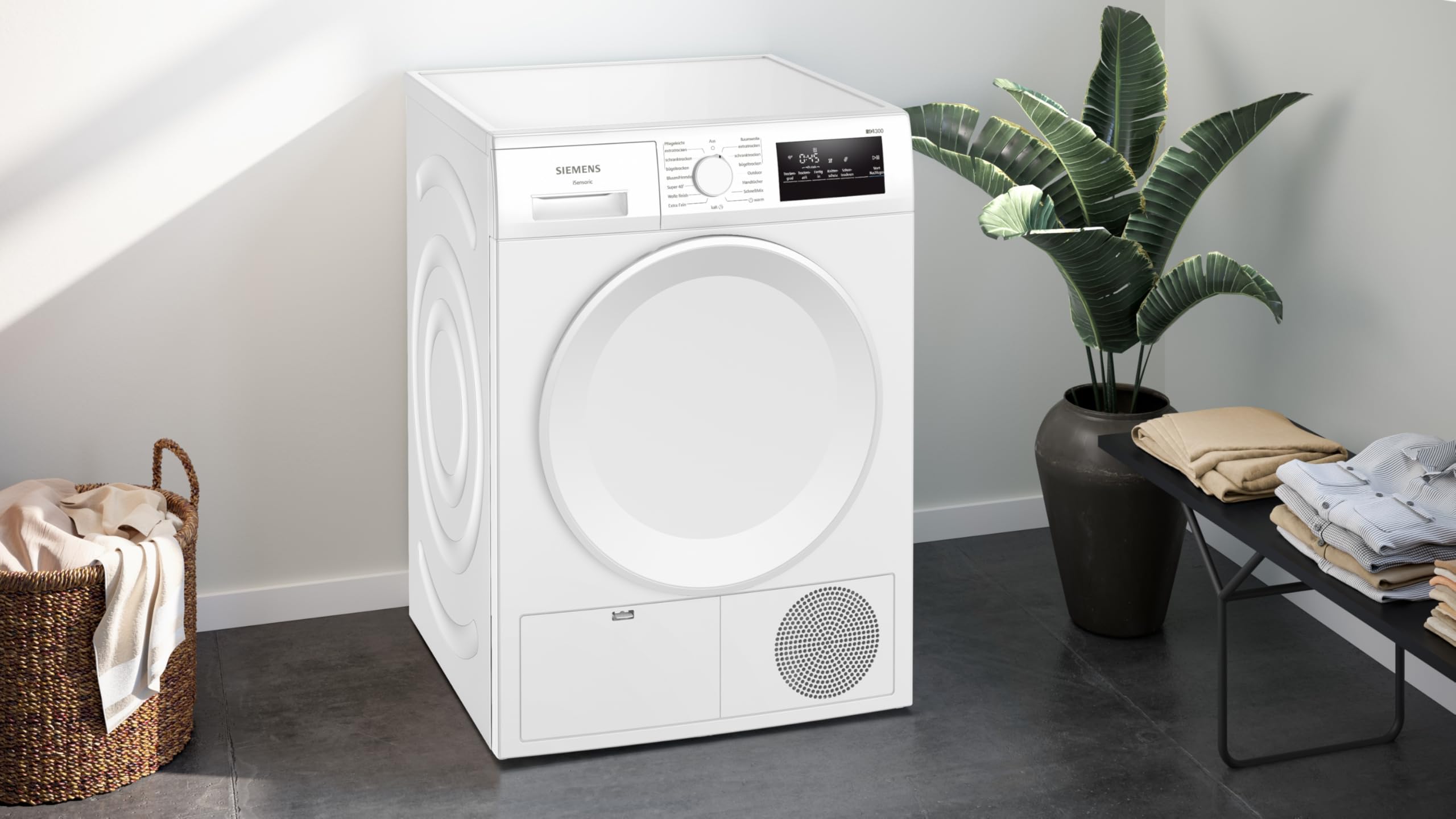 Siemens iQ300 Secador de bomba de calor, 8 kg, autoDry WT43H004 | Secado suave, programa Super40 para resultados rápidos, filtro easyClean para una fácil limpieza