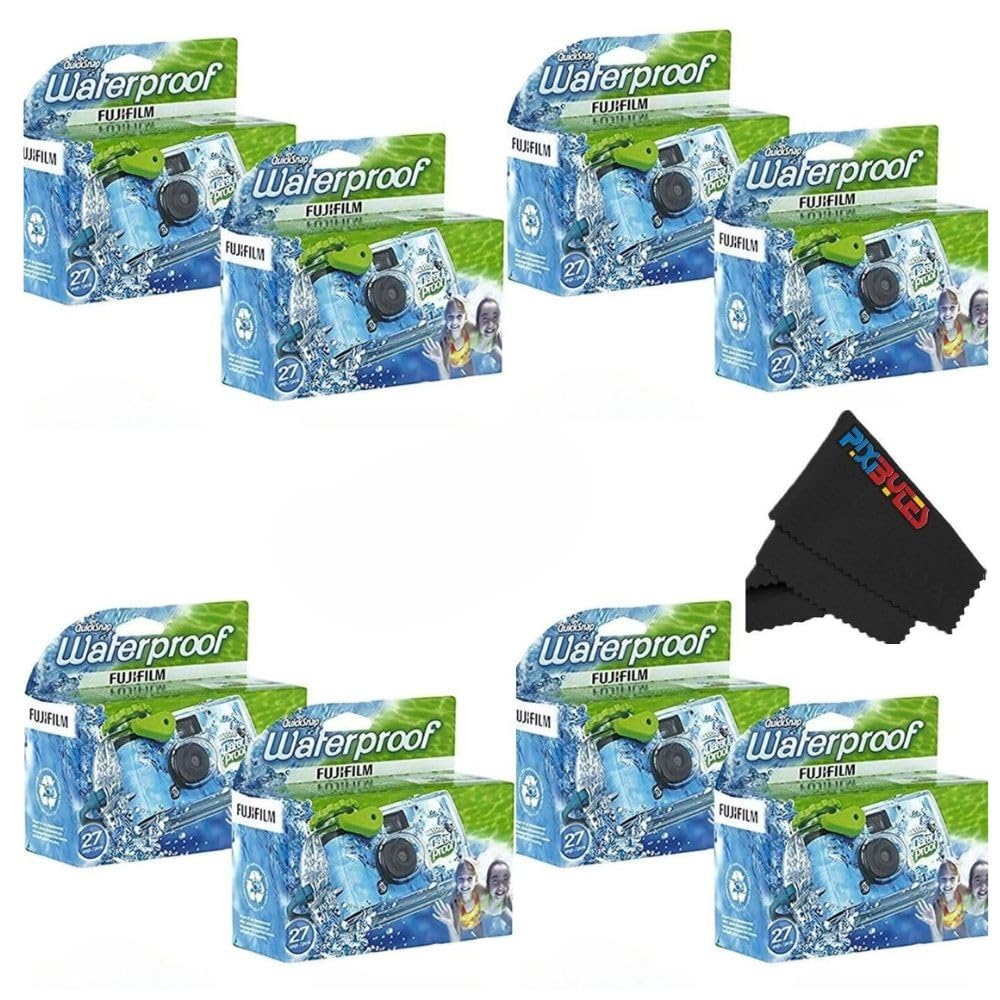 Fujifilm QuickSnap Waterproof 35mm Single Use Camera with Bonus Microfiber Cleaning Cloth...