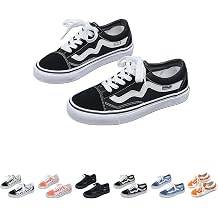 Womens Y2K Fashion Canvas Sneakers -Checkered/Stripe Color-Block Upper-Round Toe-Lace-Up- Breathable Lining- Non-Slip Durable Sole-Versatile Casual Shoes for Daily Wear.