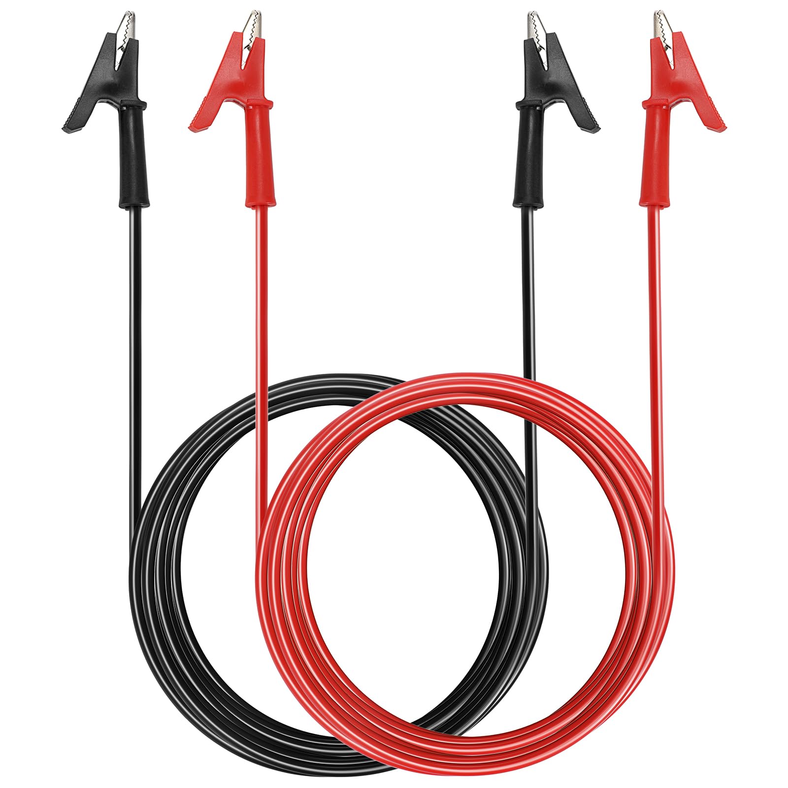 Sumnacon Dual Ended Crocodile Alligator Clips, 15A Test Lead Wire Cable with Insulators Clips, 2Pcs 6.6 Ft/2M Test Flexible Cable with Protective Jack