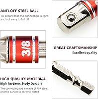 Vista 5 de Juego de extensión de adaptador de enchufe de 3 piezas, vástago hexagonal de 1/4, 3/8, 1/2 pulgada, grado de impacto, convertidor de taladro