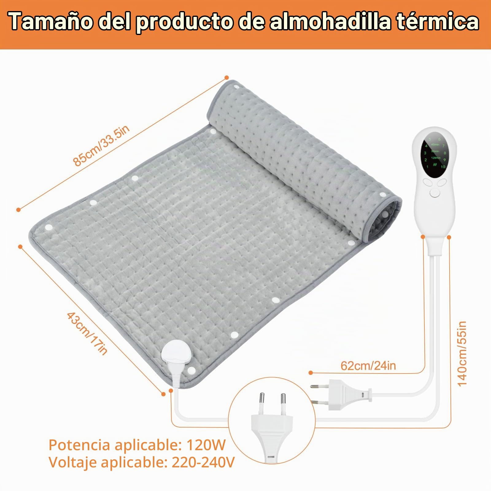 CYFIE Manta Electrica & Calentador de Pies 2 en 1, Almohadilla Electrica 43 x 85cm, Manta Termica para espalda, hombros, Almohadilla Eléctrica Lumbar Calefactor Automático Rápido 30-70℃