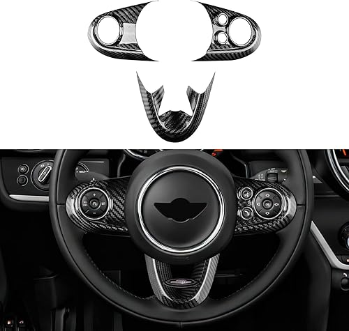 AIRSPEED Pegatinas de botón de volante de automóvil de fibra de carbono para Mini Cooper Clubman F54 F55 F56 F60 Countryman Cabrio F57 Accesorios,