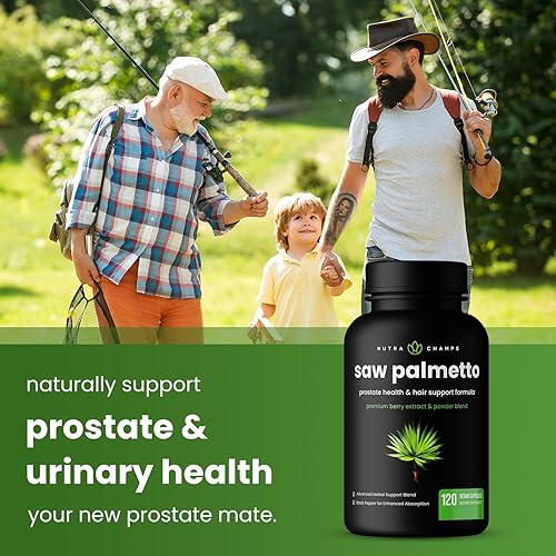 Miniatura 2 de NutraChamps Suplemento de Saw Palmetto para la salud de la próstata [fuerza extra] Complejo de 600 mg con extracto, polvo de bayas y hierbas, apoya