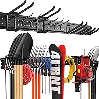 ZICANYCO 48-Inch Garage Tool Organizer Wall Mount: 10 Adjustable Heavy-Duty Hooks, Holds 400 lbs for Garage, Shed & Garden Storage
