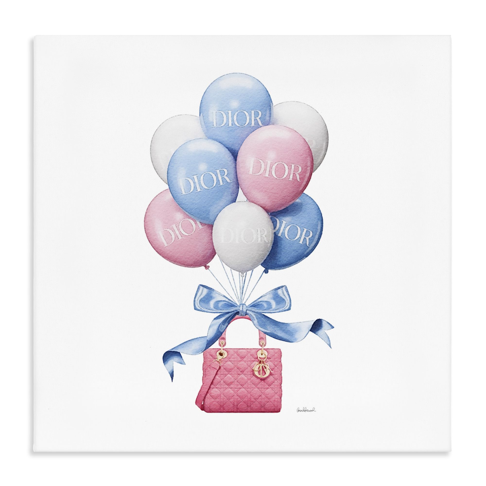 Stupell Industries 'Pink & Blue Handbag Balloons', Canvas Art, 17 x 17 Inches, Easy to Hang and Sturdy, Made in USA, by Amanda Greenwood