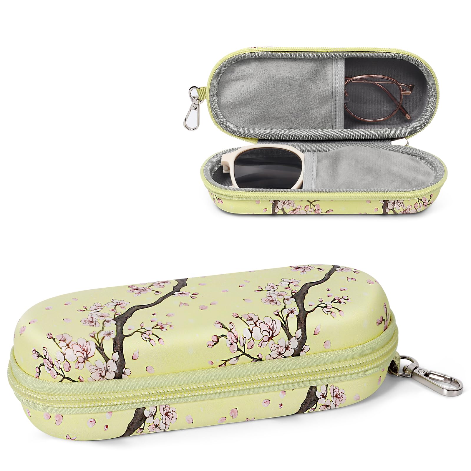 Double Eyeglasses Case, Dual Glasses Sunglasses Organizer with Zipper Closure, Eyewear Storage Box for Men Women Travel