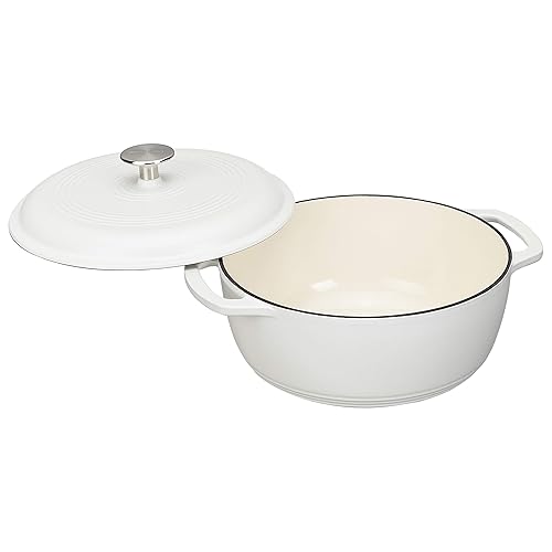 Vista 117 de Horno holandés cubierto de hierro fundido esmaltado Yaxa Basics, 6 cuartos de galón, color azul marino.