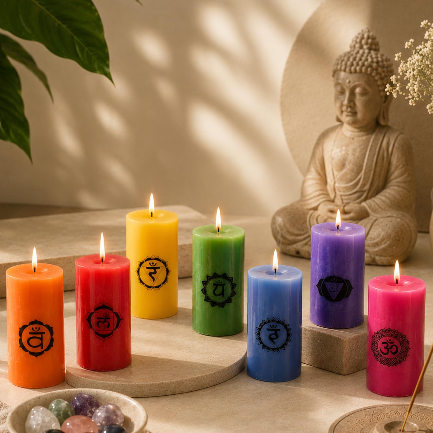 7 Chakra Pillar Candles - Reiki Energy Healing Decor -3 7 Chakra Pillar Candles - Reiki Energy Healing Decor -3