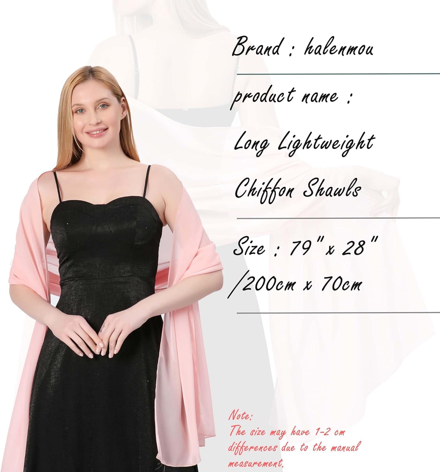 Chiffon ladies' scarves, bride bridesmaid dress shawls, formal dinner party, party and ball wraps - Image 3