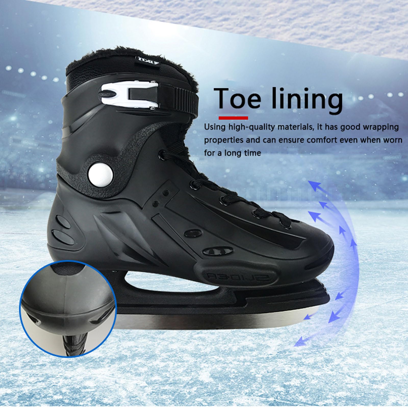 Patins à Glace Artistiques ,Patins à Glace,Patin a Glace Loisir Polyvalent,Stables Support de la Cheville,de laçage rapide et boucle push-lock,Hockey sur Glace ou Patinage Artistique Amateur