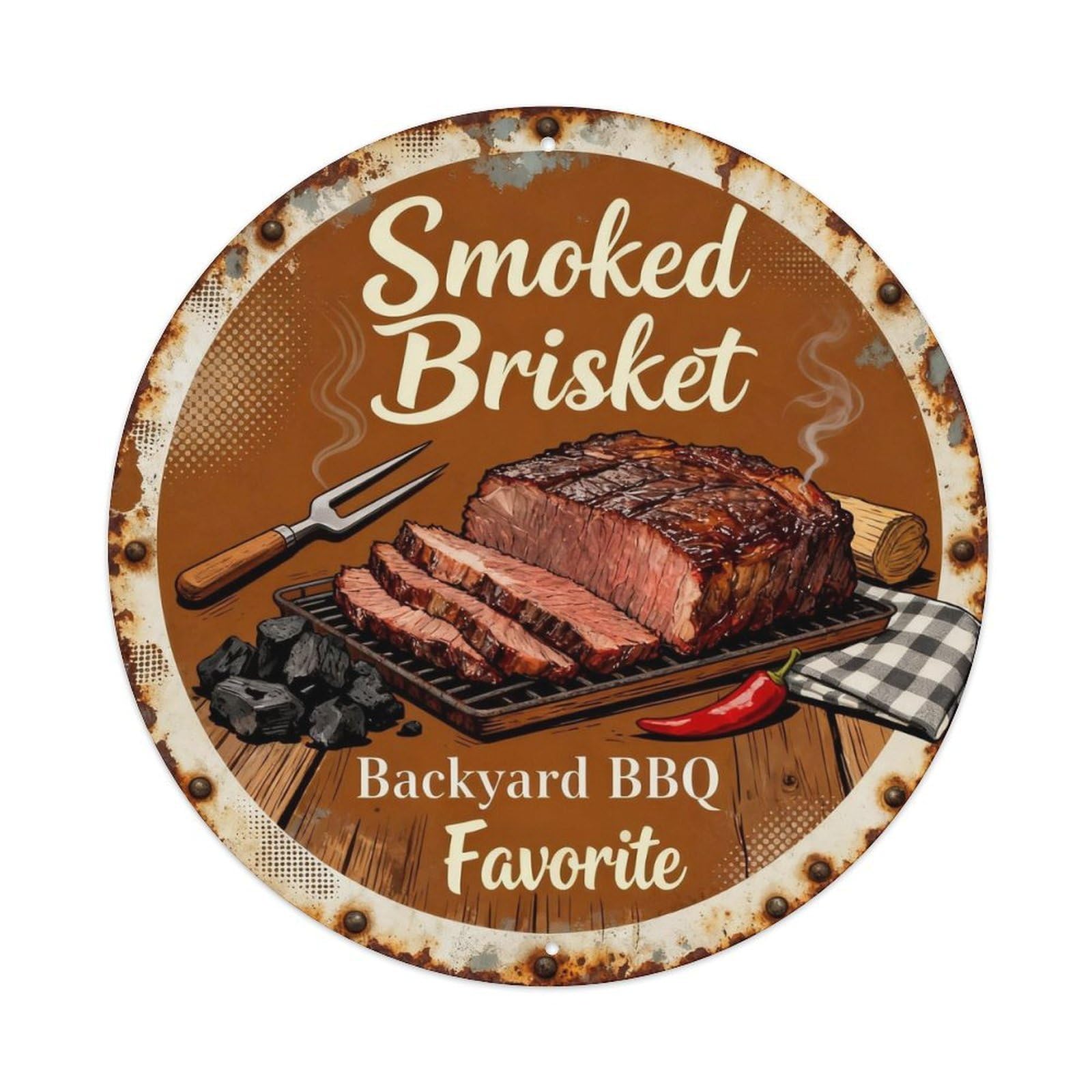 Smoked Brisket Metal Tin Sign Plaque