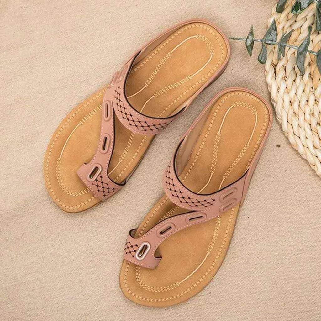 Ladies Orthopedic Comfy Premium Summer Slippers,Hollow Out Flat Heel Flip  Flop Arch Support Design for House Shoes Indoor Outdoor (Pink 10) : ...
