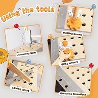 BootyBay Fa Járássegítő Szerszámos Asztallal - Montessori Fejlesztő Játék 1-3 Éves Gyerekeknek, Gumírozott Kerekekkel, 25 kg Teherbírással 4