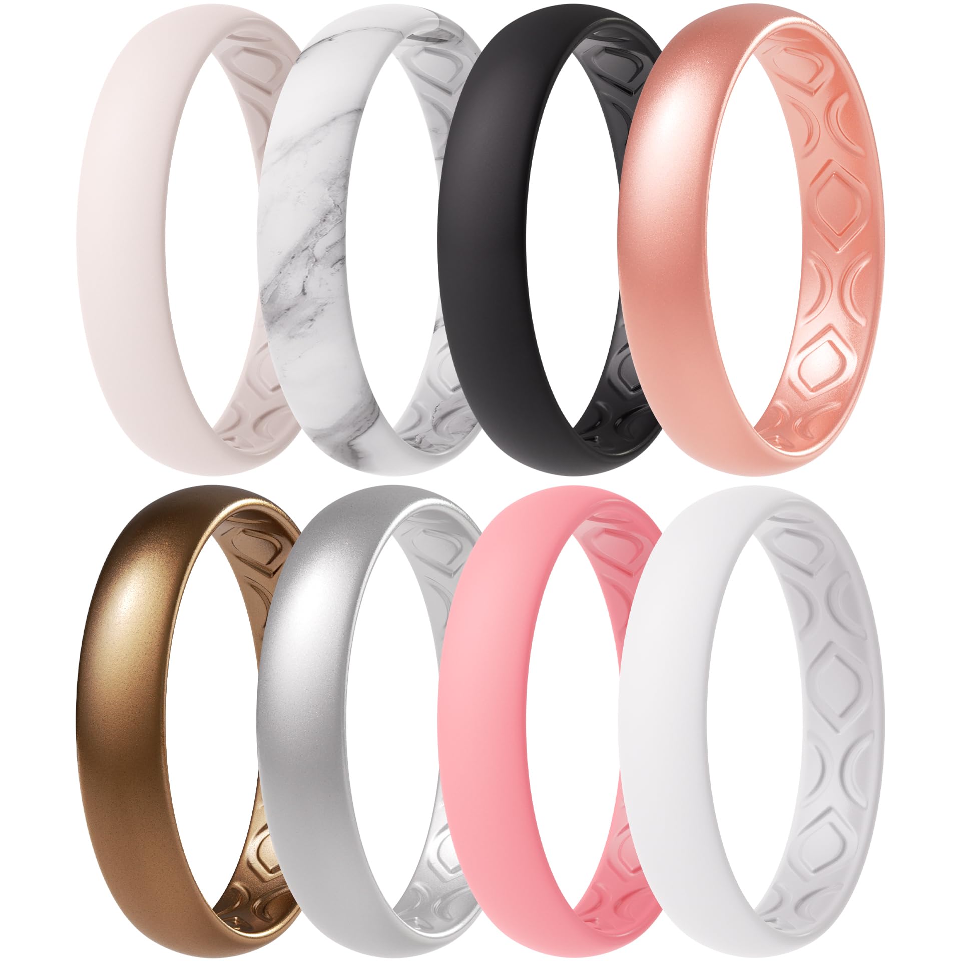 ThunderFit Women Breathable Silicone Bridal Rings Sets For Her, 4mm Wide