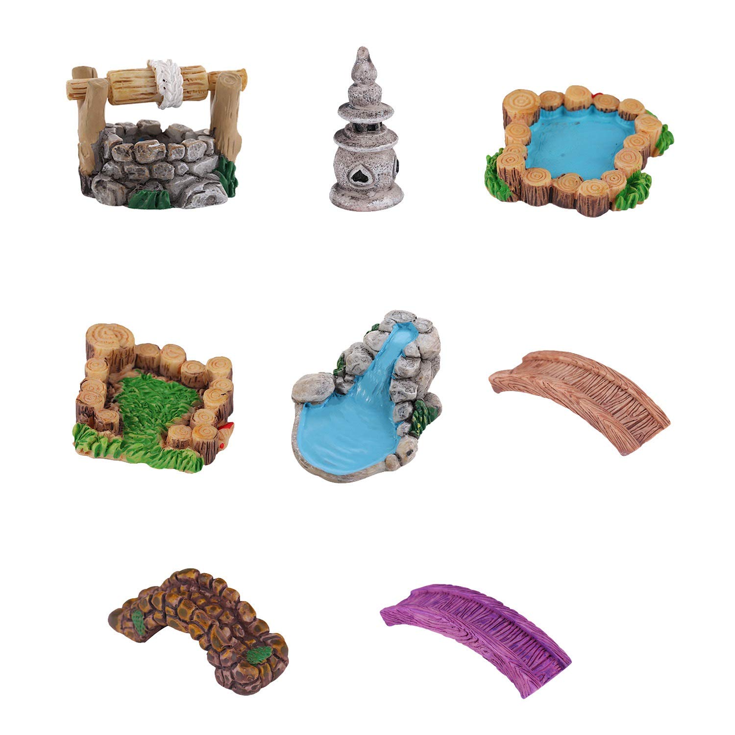 Ppaajk Miniature Pond Bridge Kit Figurines Miniature Craft Fairy Garden Gnome Moss Terrarium Gift Diy Ornament Garden Decor