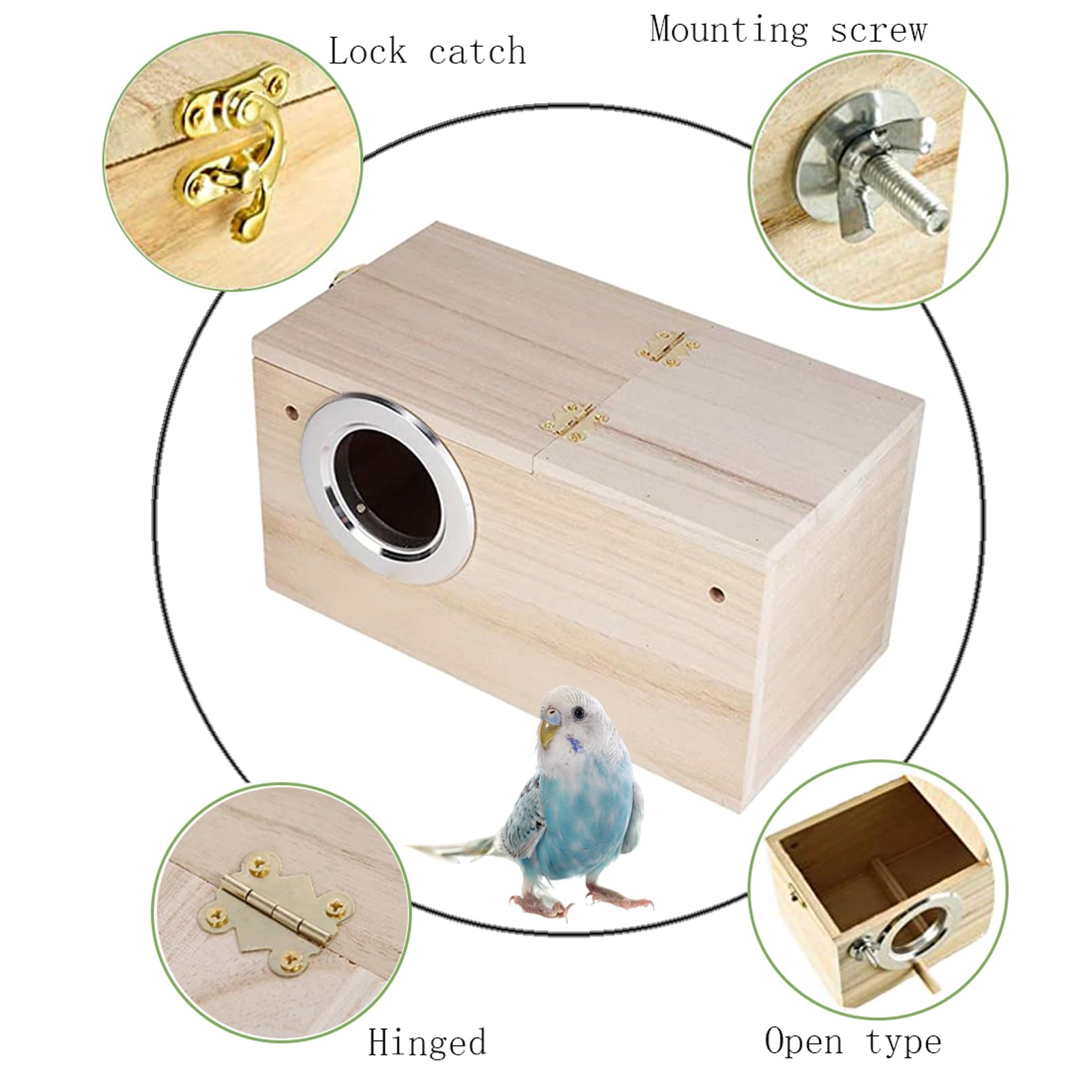 Amazon.com : PINVNBY Parakeet Nesting Box Bird House Wood Breeding