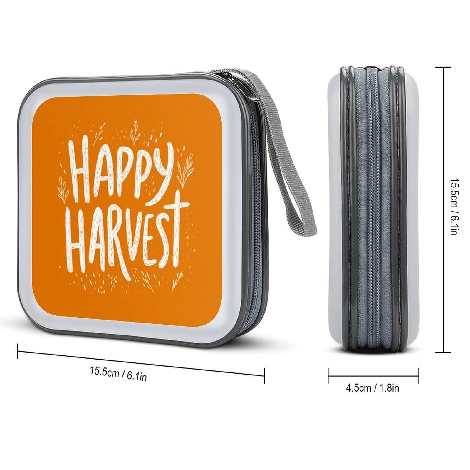 DuduYH HAPPY HARVEST on Orange CD Case DVD Storage Case Portable for Car Home Travel