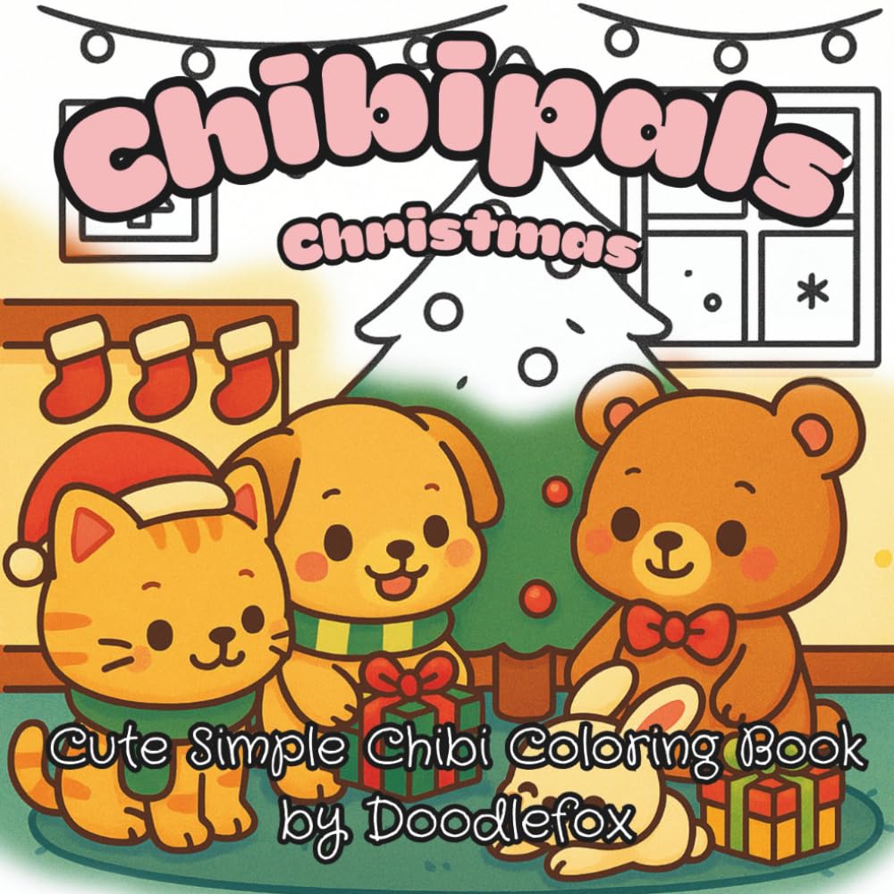 Chibipals Christmas: Cute simple chibi coloring book