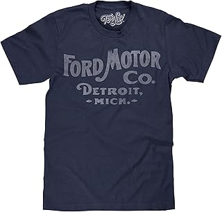 Tee Luv Men's Ford Motor Company Shirt - Faded Ford Detroit Graphic Tee Shirt