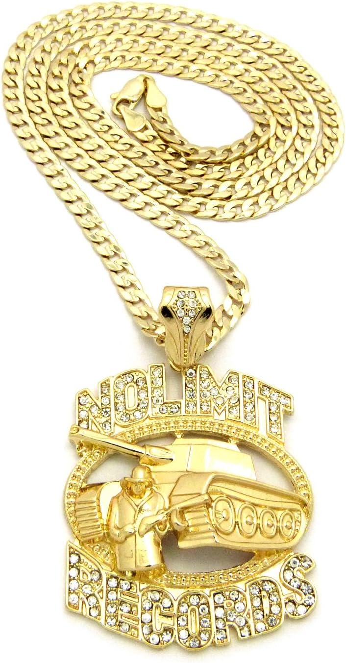 New ICED Out NO Limit Records Pendant &30" Dia-Cut Cuban Chain Necklace - XZP25CDC