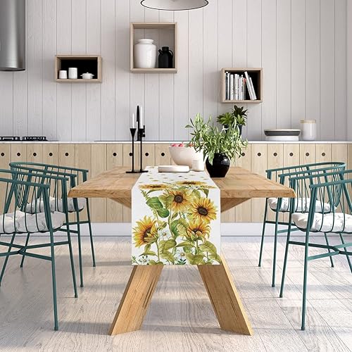 Miniatura 6 de Camino de mesa de girasol de acuarela, temporada de primavera y verano, flores amarillas, decoración de mesa de comedor para decoración de fiesta