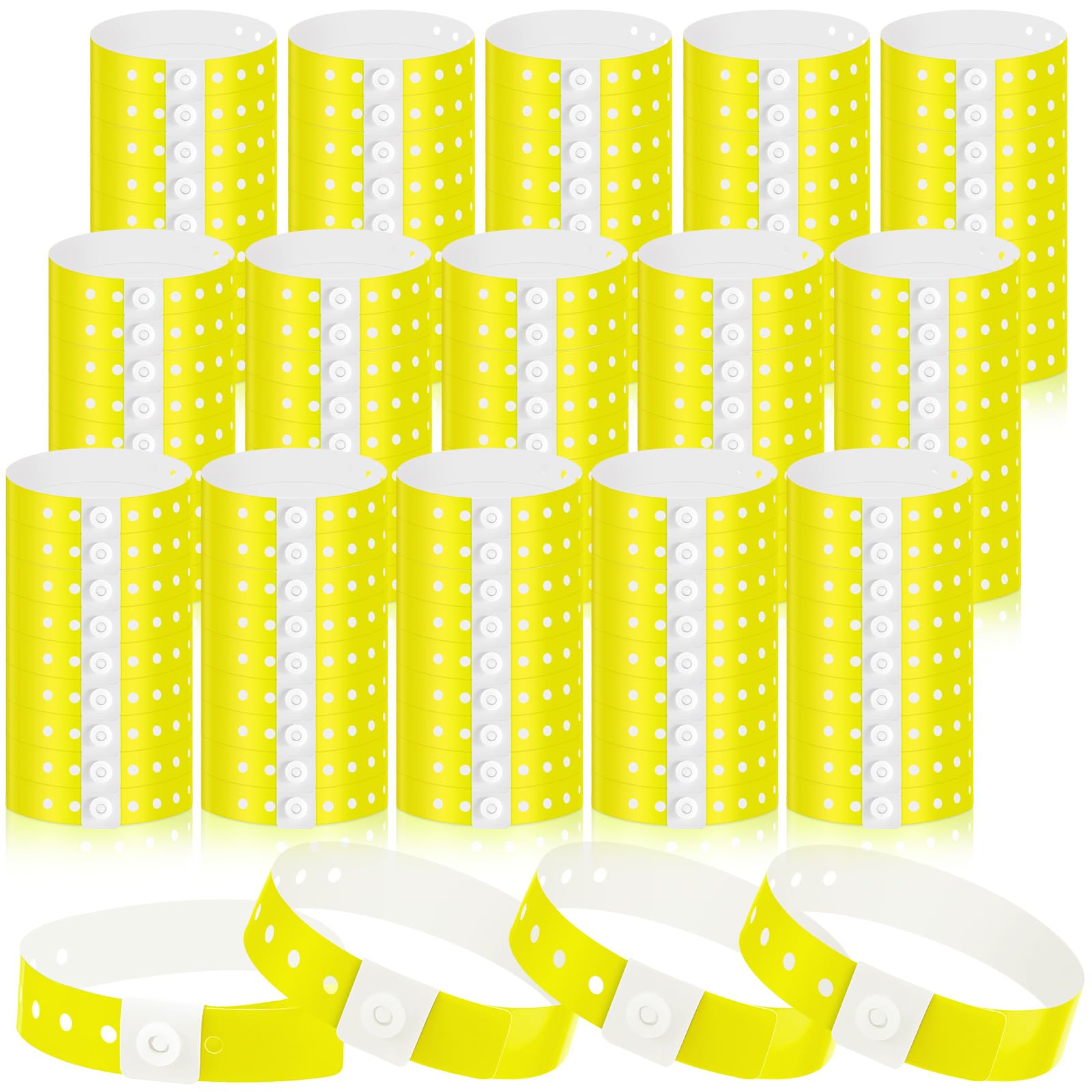 Henoyso 300 Pcs Yellow Plastic Wristbands for Events