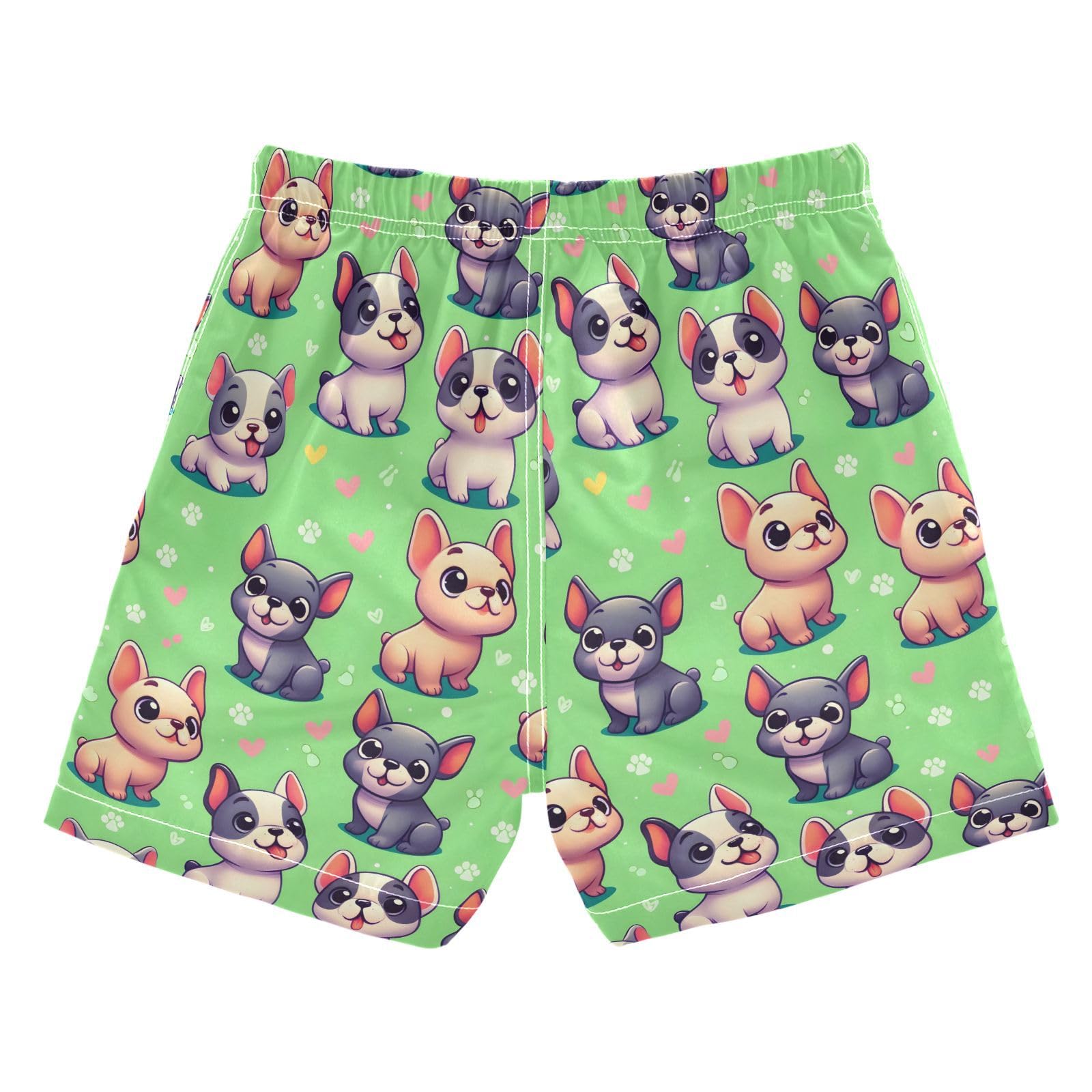 ALAZA French Bulldog Paw Print Heart Boys' Swim Trunks Beach Shorts Quick Dry Swimsuit 5T Multicoloured