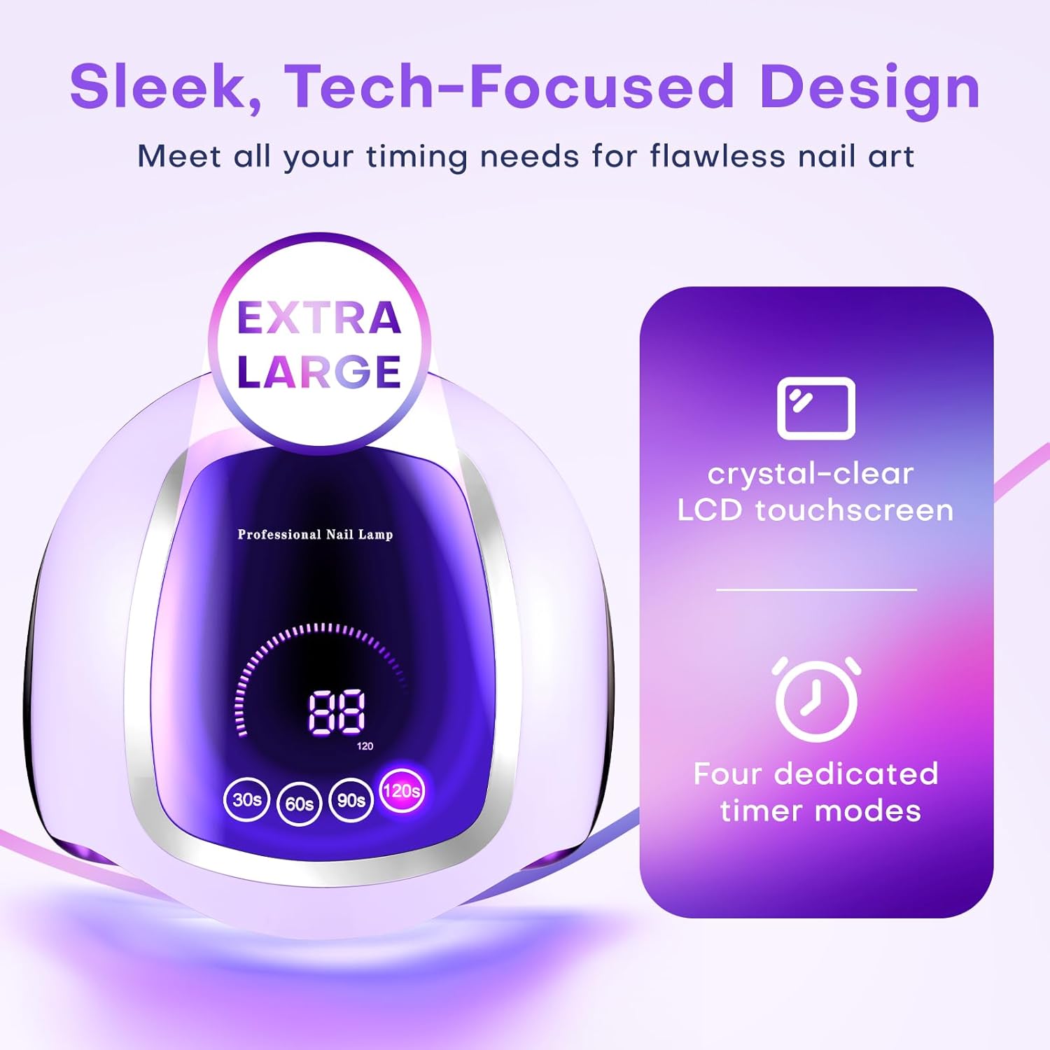 Gugusure UV LED Nail Lamp, Upgrade 180W Nail Dryer for Gel Polish with LCD Display, Auto Sensor and 4 Timer Settings, Professional Curing Lamp Light with 42 Beads for Salon and Home