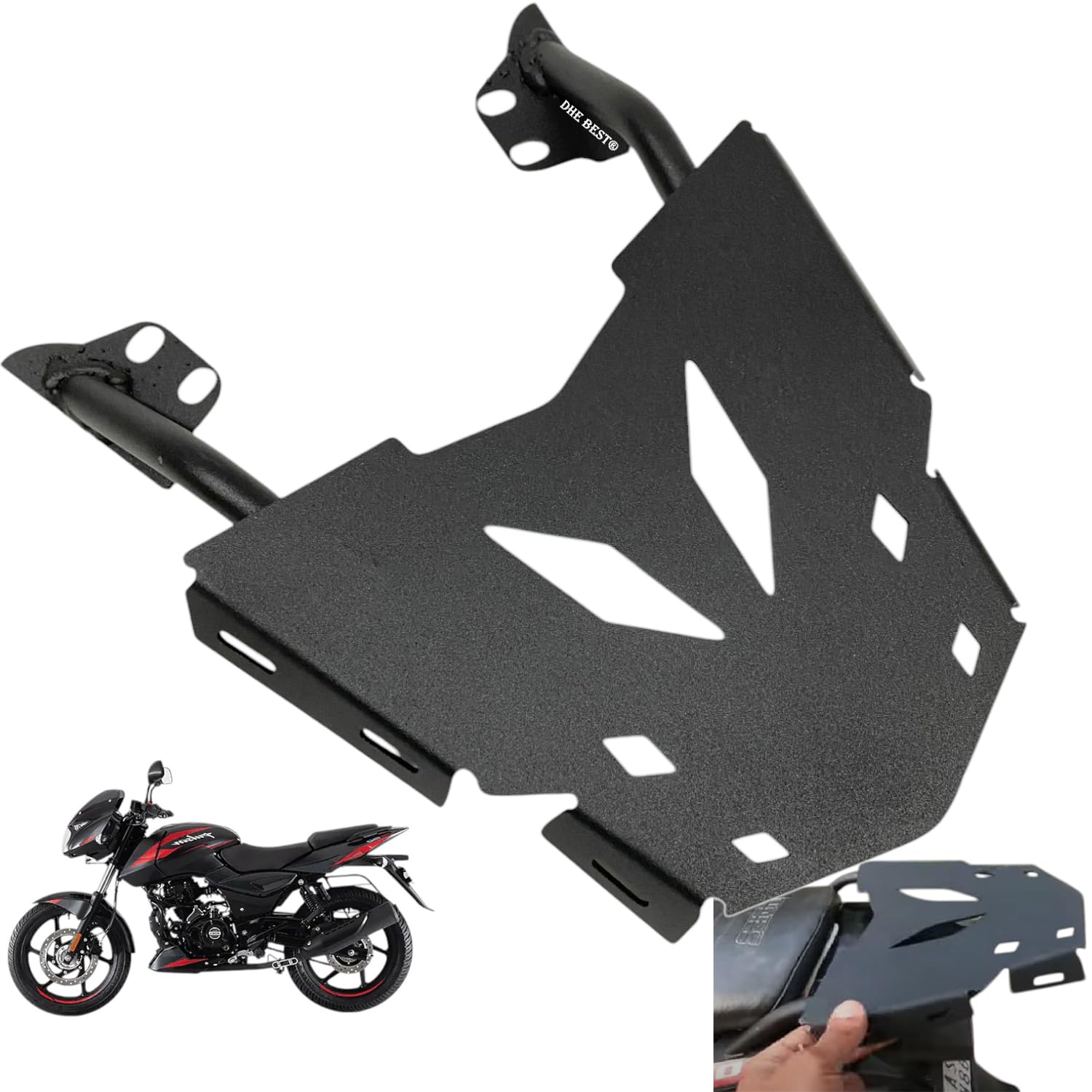 Dhe Best Bike Heavy Premium Luggage Rack/Top Carrier Plate Black Suitable for Pulsar 150-picture-23
