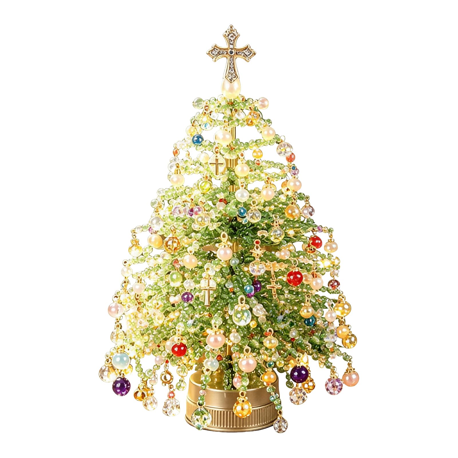 DIY Beaded Christmas Tree Craft Making Kit with LED Light for Adult and Kid