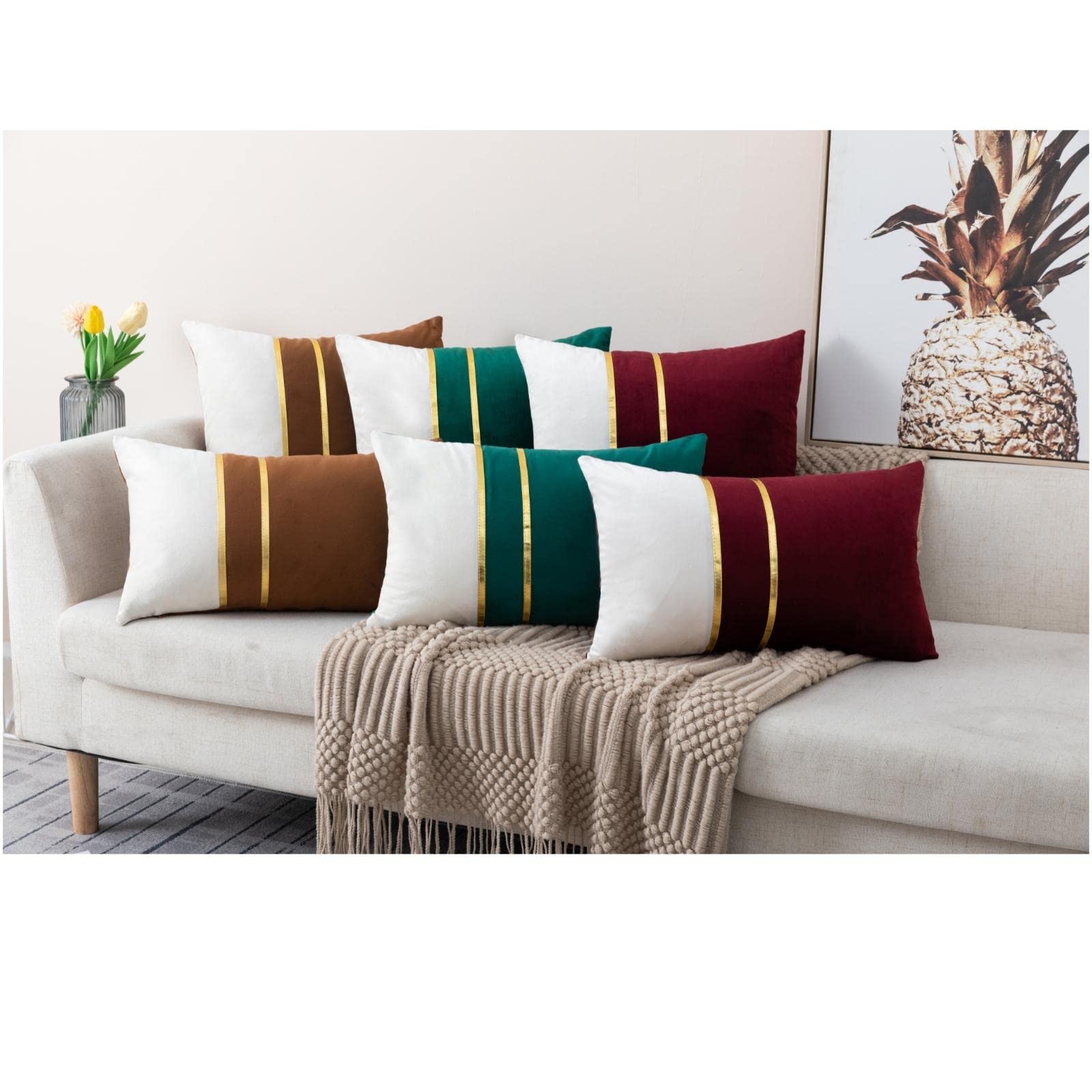 ZLINA Set di 2 federe decorative in velluto per cuscini in pelle