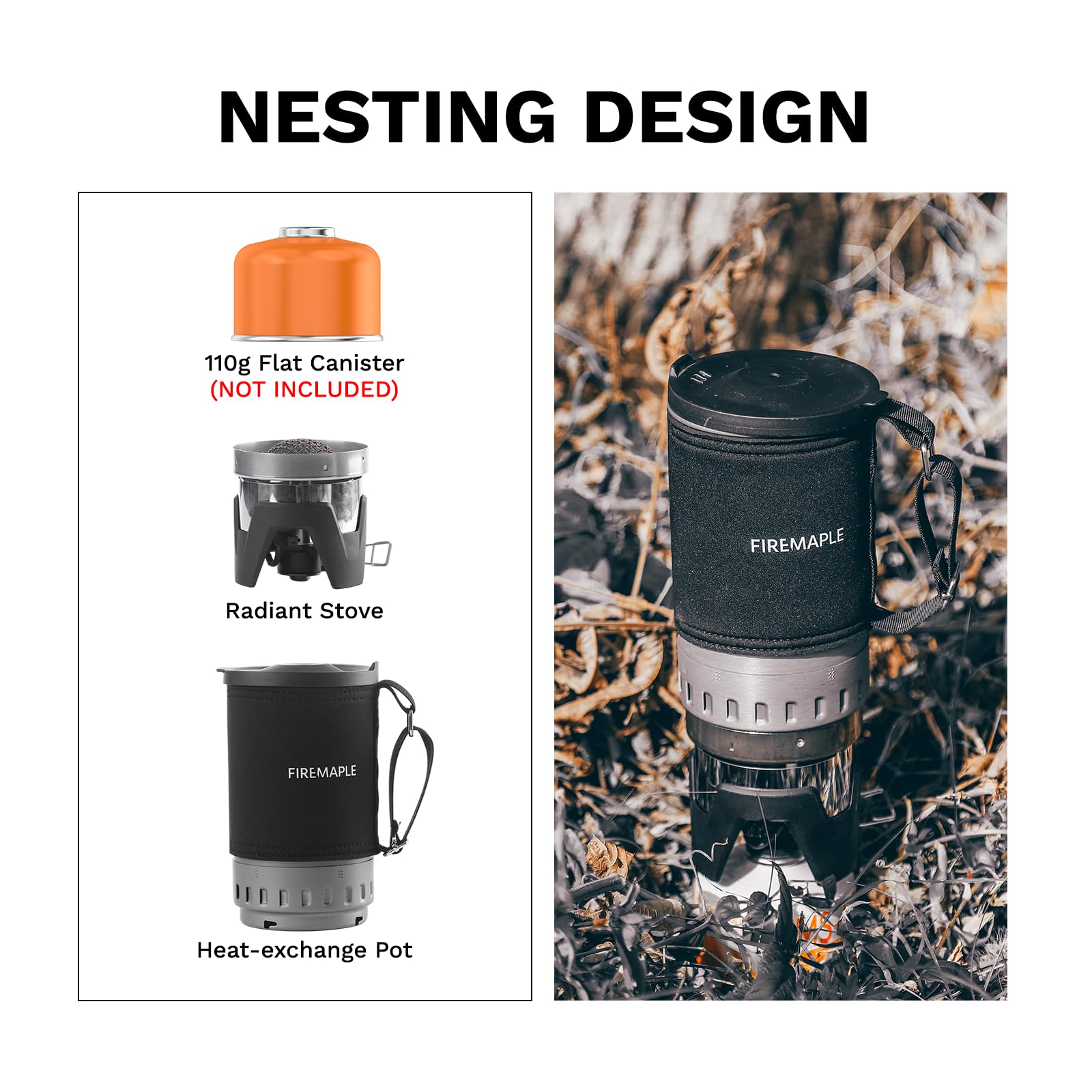 Fire-Maple Crater Radiant Campingkocher mit Infrarotbrenner | Druckreguliert, Winddicht für Hochgebirge & Kälte, Kompaktes All-in-One Kochsystem, Mit French Press, Gaskocher