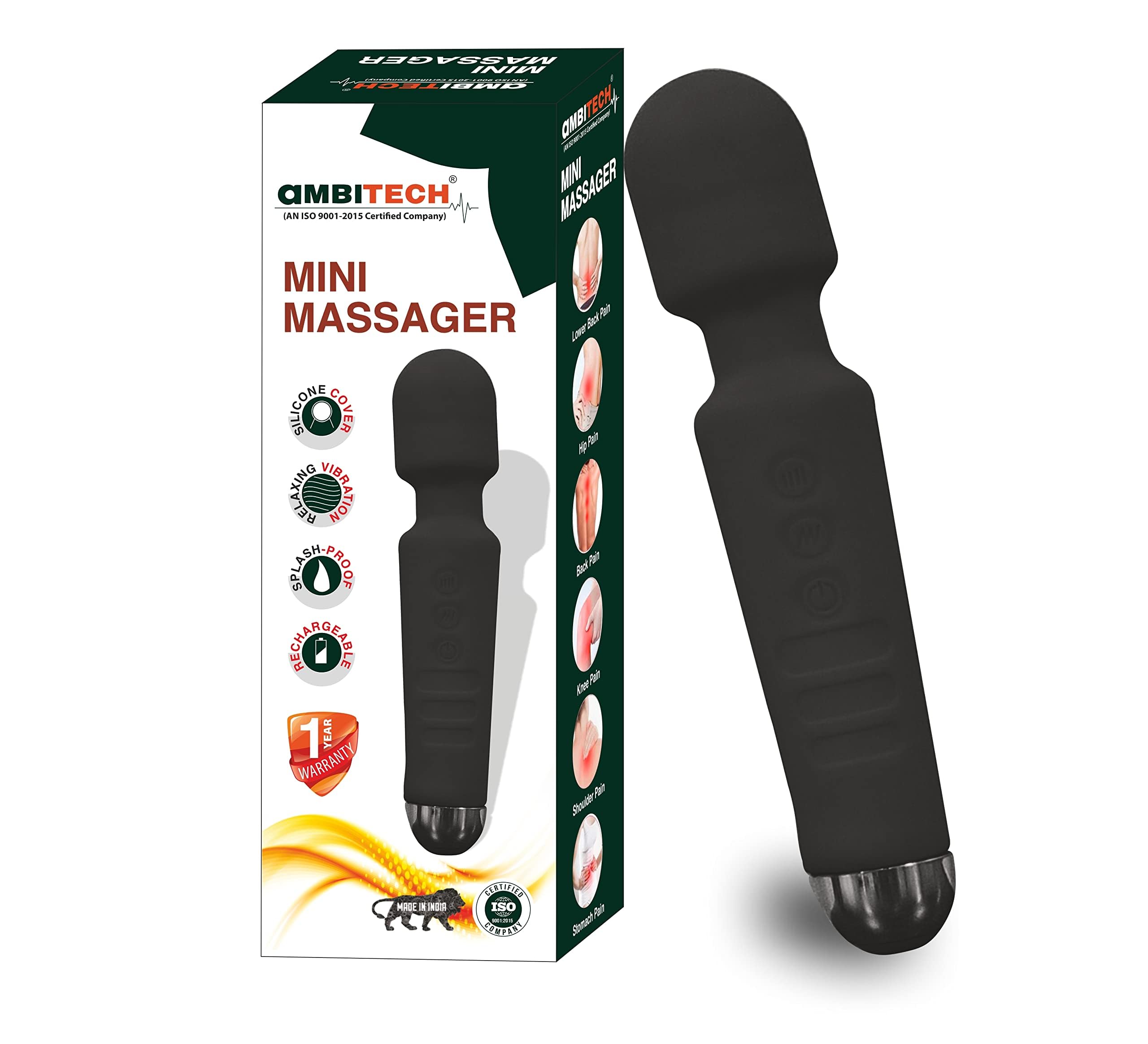 AmbiTech Mini Cordless Rechargeable Personal Body Wand Massager with 20 Vibration Modes & Water Resistant Handheld Vibrator |1 year Warranty|Made in India (B0CB6L6G2B) Amazon Price History, Amazon Price Tracker