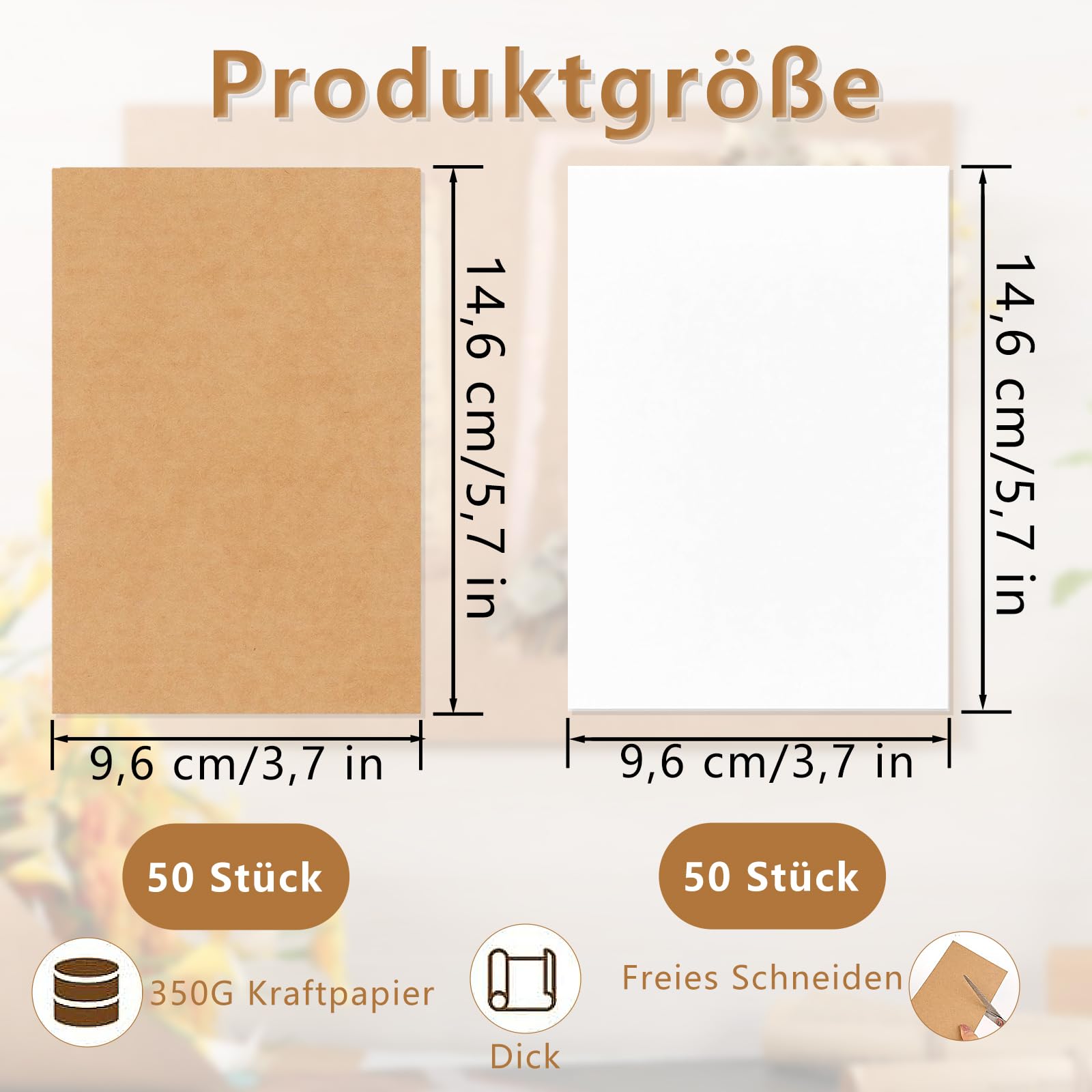 Cardstock Bianco 50 Cartoncini A6 In Carta Kraft, 14,5 X 9,5 Cm, Cartoline Vuote Cartoncino Marrone