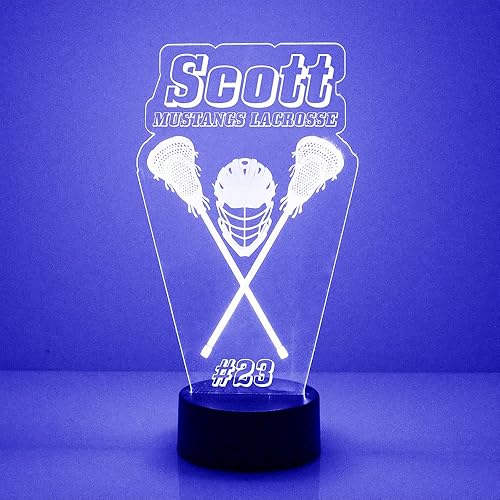 Miniatura 2 de Lacrosse - Lámpara de luz nocturna con letrero LED personalizado con control remoto, pantalla iluminada con nombre o imagen personalizada, fabricada