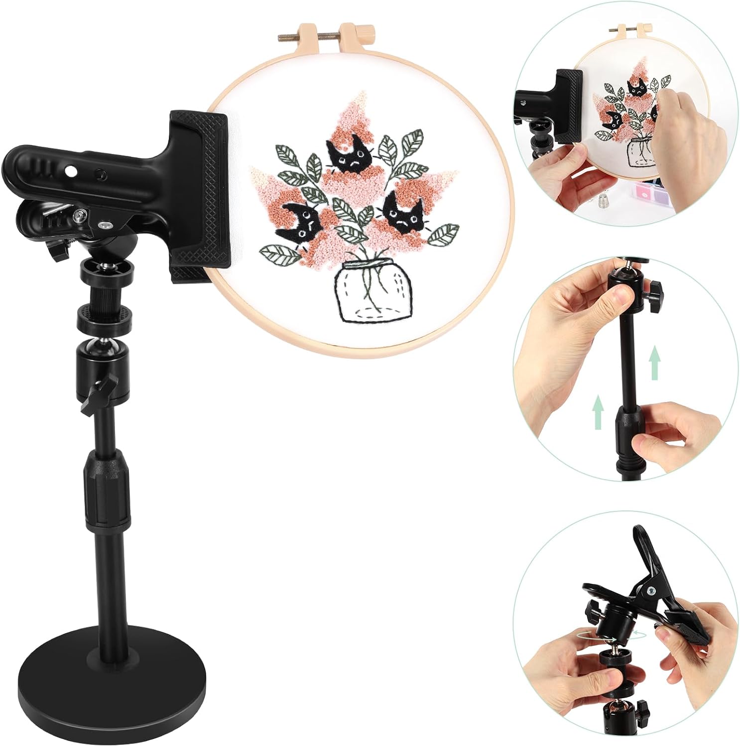 XEmbro Embroidery Hoop Stand Metal Rotated Adjustable Embroidery Stand