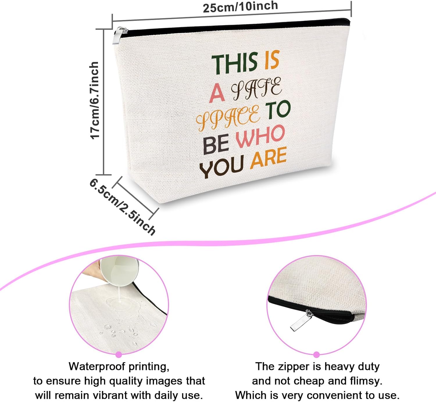 Mental Health Gifts for Women Makeup Bag Appreciation Gifts for Psychotherapist Therapist School Counselor Zipper Cosmetic Bag Christmas Birthday Present for Psychological Counselor Travel Pouch - Image 2