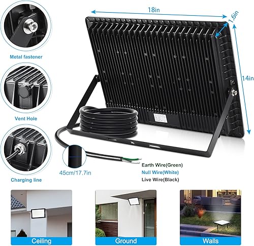 Miniatura 3 de Luces de inundación LED de estadio de 400 W para exteriores (equivalente a 2350 W), luces LED superbrillantes de 50000 lúmenes, 100-277 V, IP66,