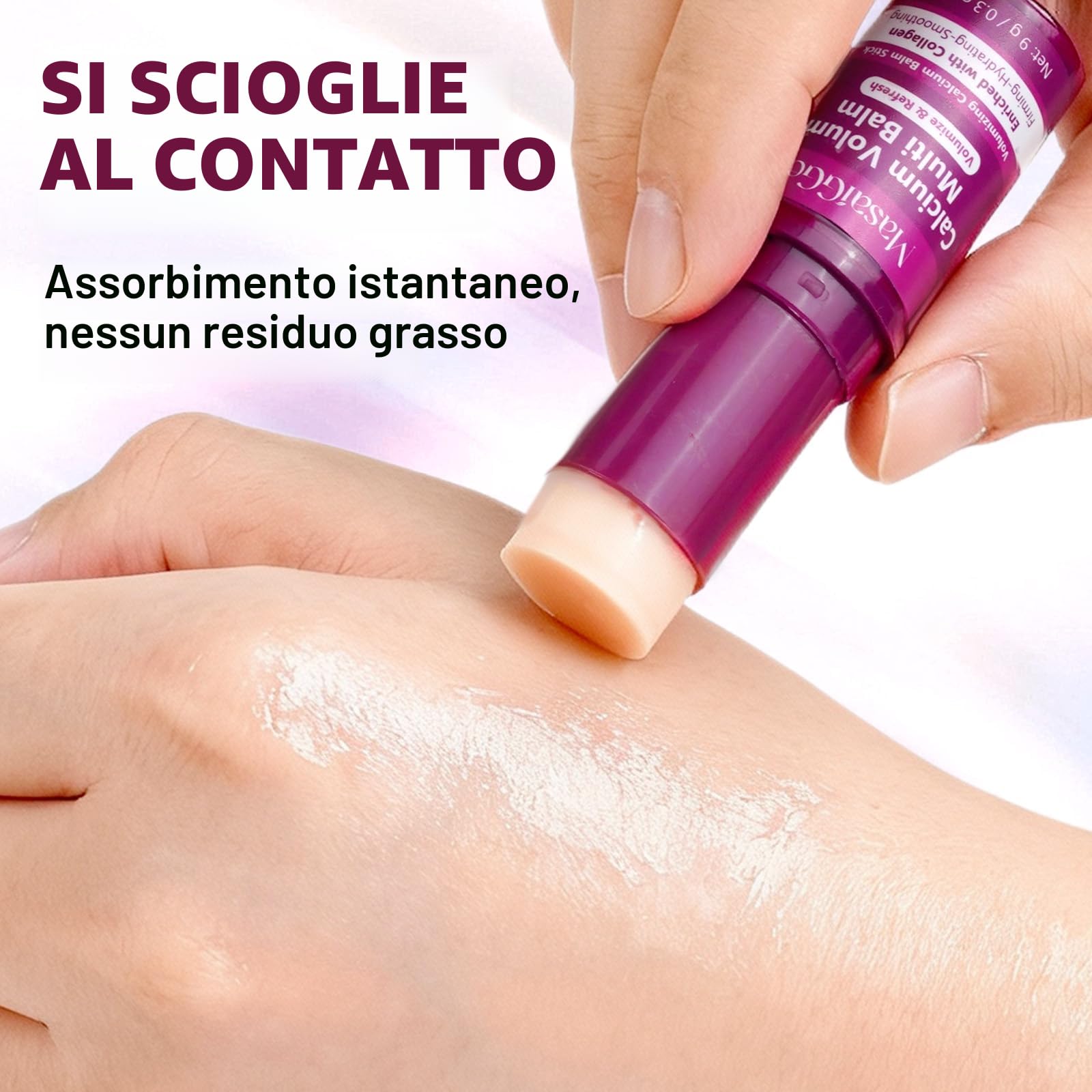 Balsamo multifunzione al calcio, stick anti-età e rassodante con collagene e calcio, contro occhiaie e rughe, idratazione intensa per viso, occhi e collo, siero solido portatile da 9 g (2 pezzi)