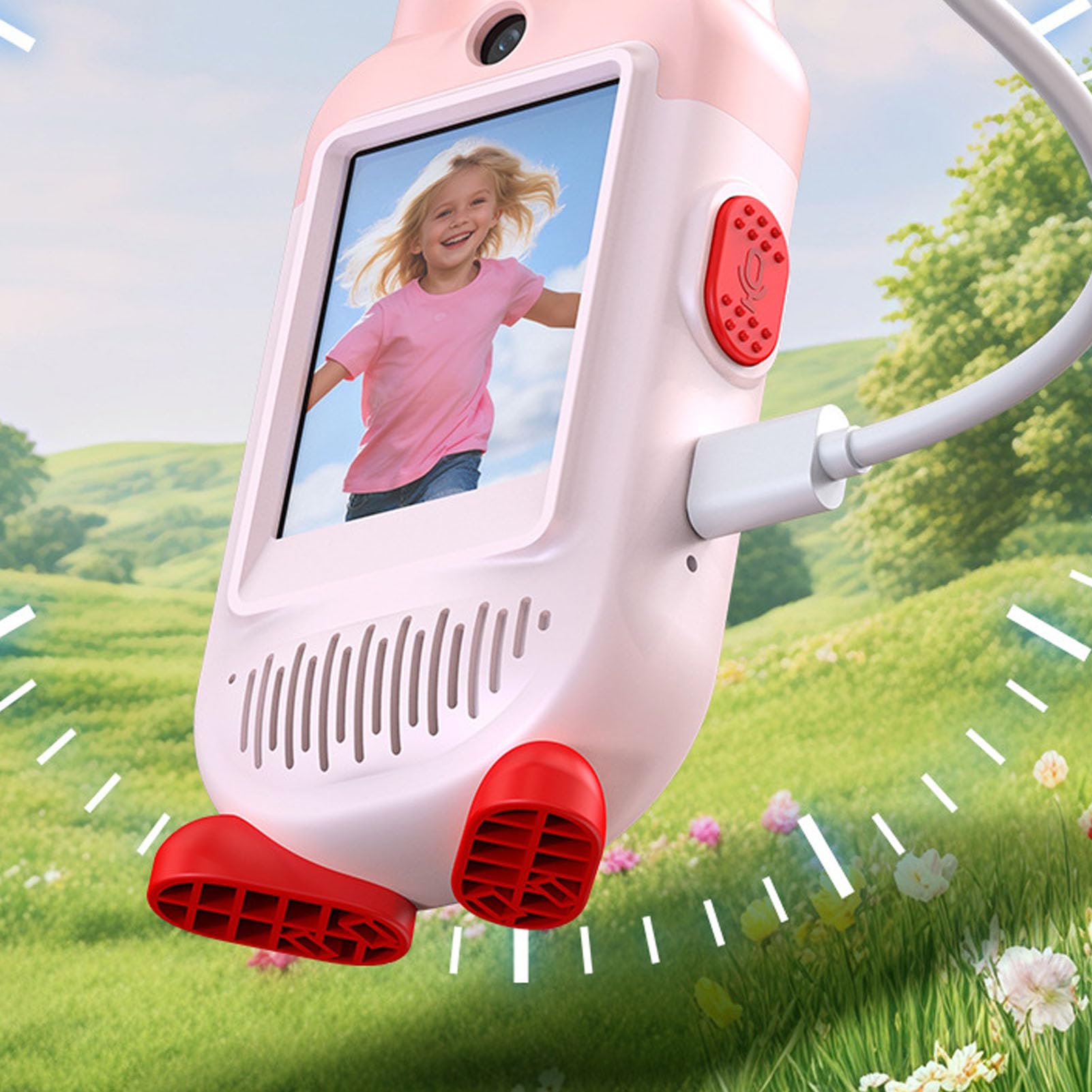 Gugxiom Talkies-Walkies Vidéo pour Enfants, Paquet de 2 Interphones Portables Rechargeables, Jouets pour Tout-Petits, Cadeaux d'anniversaire Amusants pour Jouer en Famille, Camping, Jeux (Pink)
