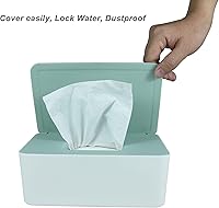 Vista 3 de Dispensador de toallitas para pañales, caja de almacenamiento de pañuelos, soporte dispensador de toallitas húmedas con tapa para el hogar, oficina