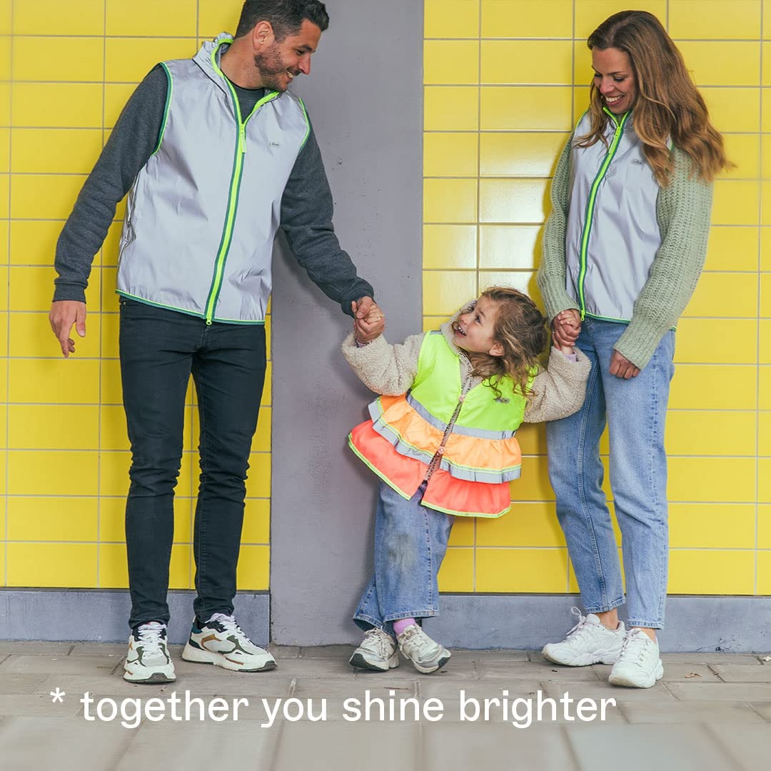 gofluo. Darknight Gilet réfléchissant – Darkjacket – Fluo Neon – Gilet de sécurité – Gilet réfléchissant – visible dans l'obscurité pour les randonneurs, le jogging, le vélo, la moto – Gris