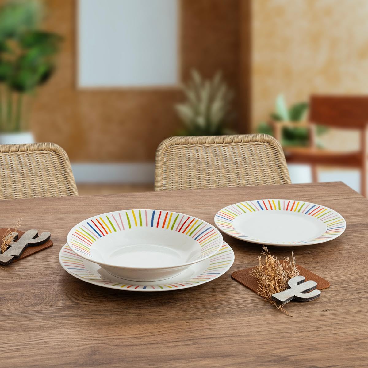 Quid California Service de table en porcelaine 18 pièces pour 6 personnes Passe au micro-ondes