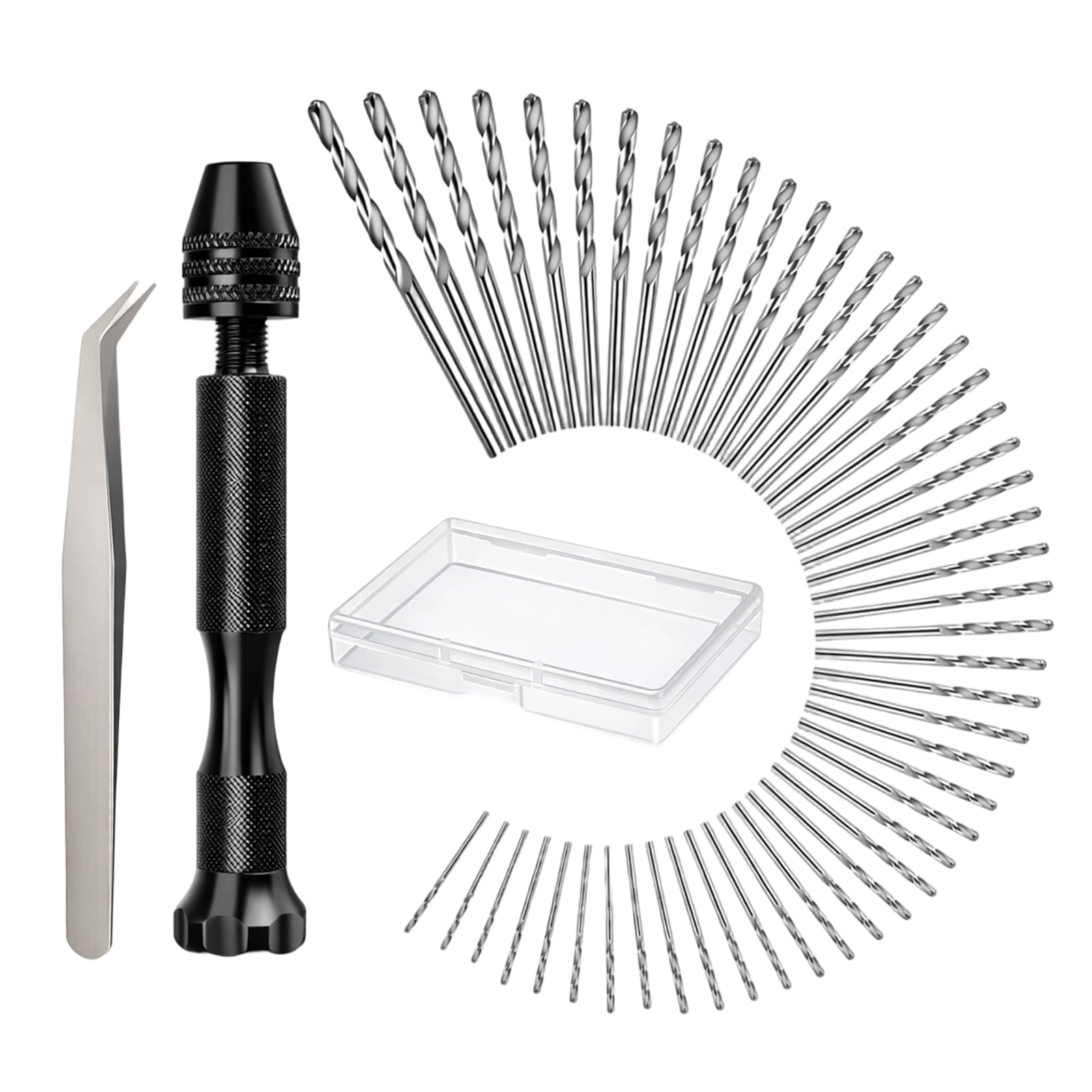 51 brocas de mano para madera, taladro de mano, pin, mini taladro, taladro manual con 48 brocas en espiral (0,5 – 3,0 mm) para madera, joyas, fabricación de colgantes, plástico, etc